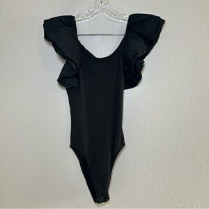 Altar'd State‎ Elegant Black Bodysuit Ruffle Sleeves Women’s Large Minimal basic